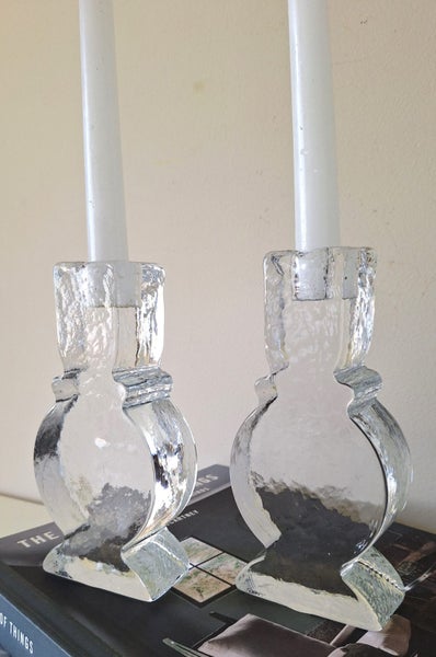 +++ GLASS (2) CANDLE HOLDERS +++ Carousel 1