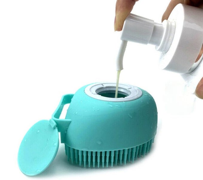 Pet Bath Brush Shampoo Dispenser For Dog Cat Silicone Scrubber Tool Carousel 1