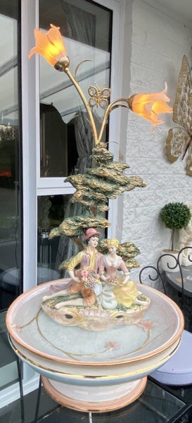 Antique Vintage Art Deco - One Off - Lorenzon Italy Statue & Fountain with Lamps Carousel 1