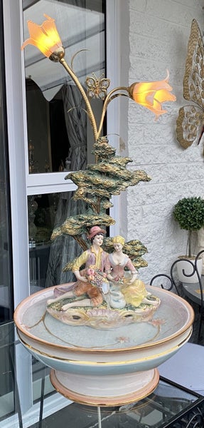 Antique Vintage Art Deco - One Off - Lorenzon Italy Statue & Fountain with Lamps Carousel 2