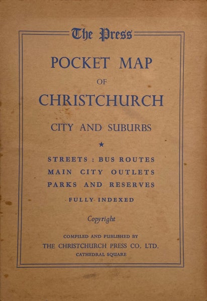 POCKET MAP OF CHRISTCHURCH: City and Suburbs by Christchurch Press Co. Carousel 1
