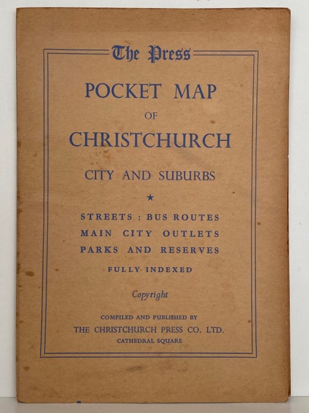 POCKET MAP OF CHRISTCHURCH: City and Suburbs by Christchurch Press Co. Carousel 2