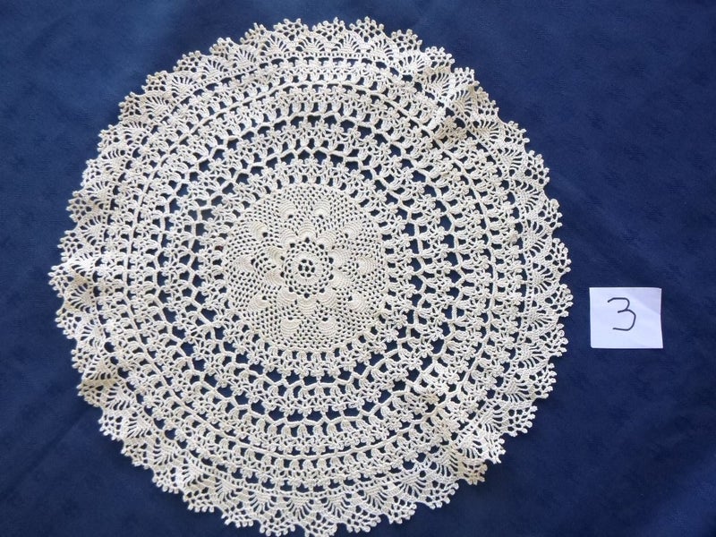Cream Round Vintage Crochet Table Centre – Size 35cm #3 Carousel 1
