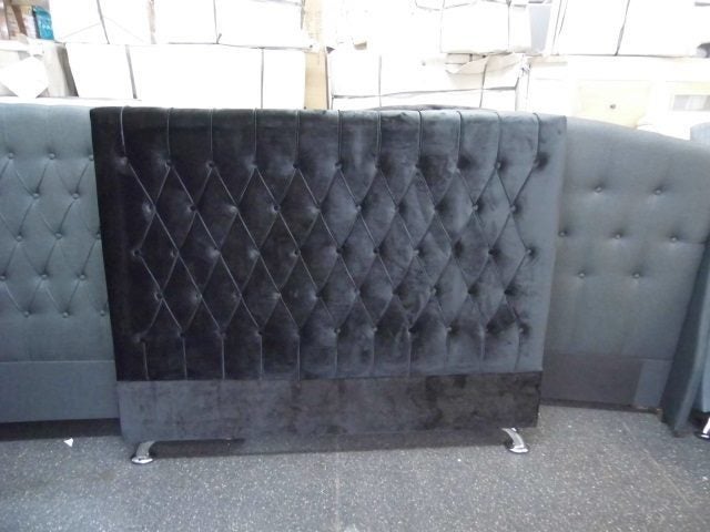 HEAD BOARD- CALIFORNIA KING SIZE (DAHLIA) BLACK VELVET Carousel 3