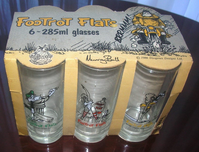 FOOTROT FLATS SET OF 6 GLASSES IN ORIGINAL PACKAGING Carousel 1