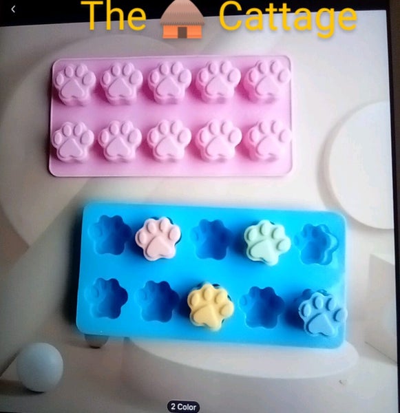 THE CATTAGE - Fun, Cute 2pc Paw Silicone Moulds For Ice, Chocolate, Baking Carousel 1