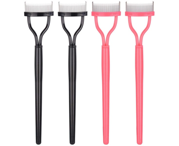 4 Pcs Curved Eyelash Comb Mascara Separator Metal Teeth Lash Curler Eyebrow D Carousel 1