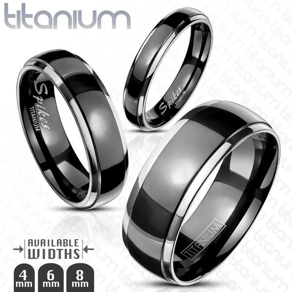 Two Tone Solid Titanium Dome Band Ring Carousel 1