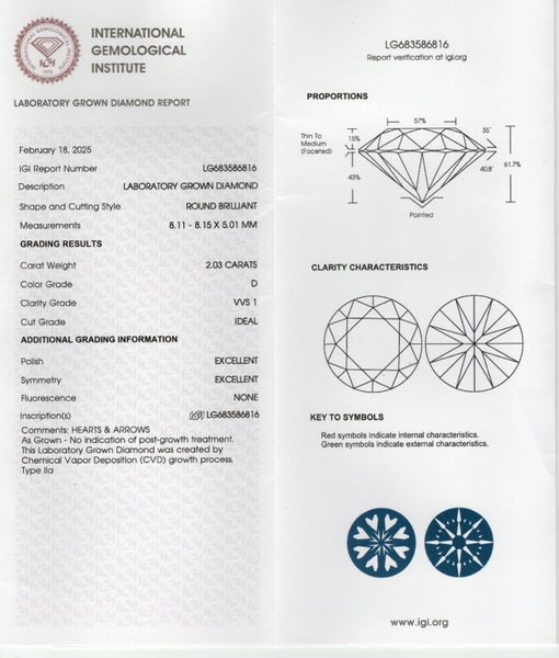2ct LAB DIAMOND ROUND BRILLIANT CUT D COLOUR VVS1 $1 RESERVE Carousel 5