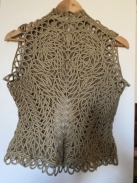 Early Victorian Beaded & steel thread Corset shaped vest. Carousel 2