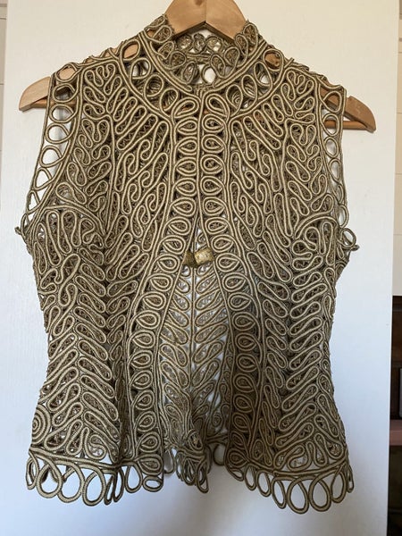 Early Victorian Beaded & steel thread Corset shaped vest. Carousel 11