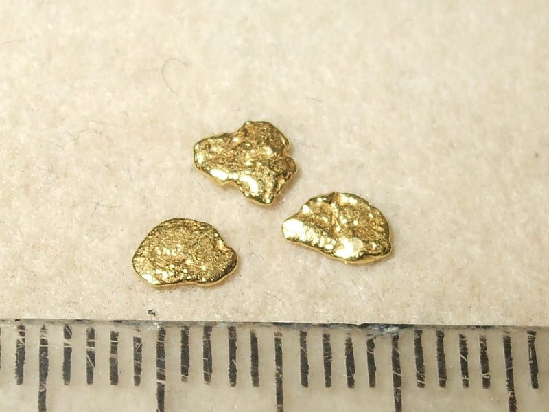 $1 RESERVE - THREE GOLD NUGGETS with Pyrex Vial Carousel 1