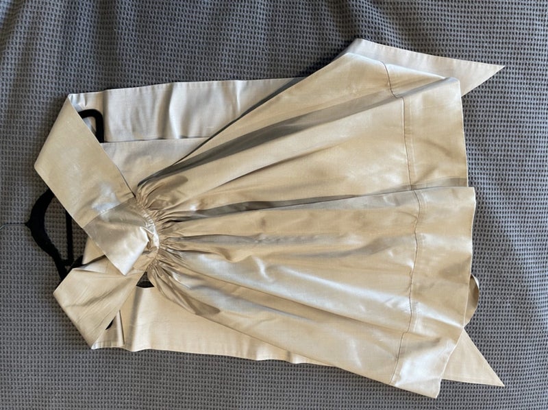 Champagne silk wedding dress - halter top and full skirt63617146543747114
