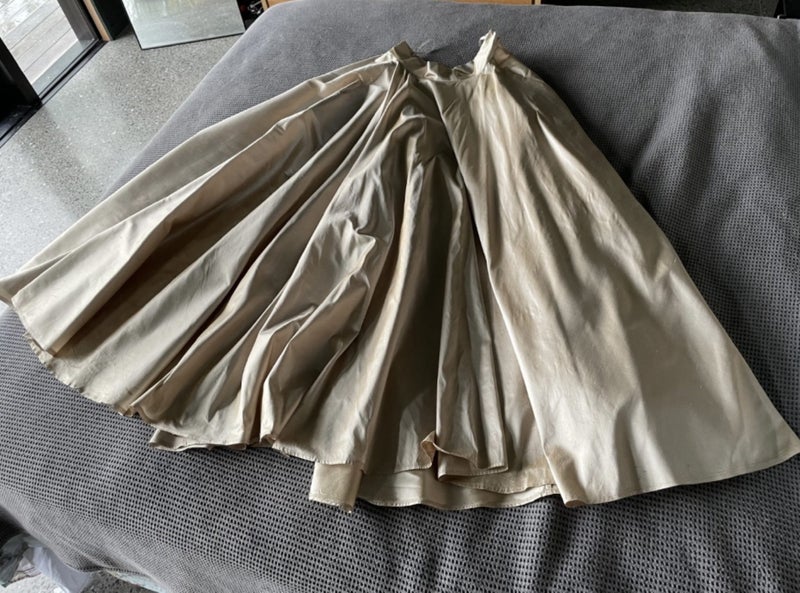 Champagne silk wedding dress - halter top and full skirt63617146543747112