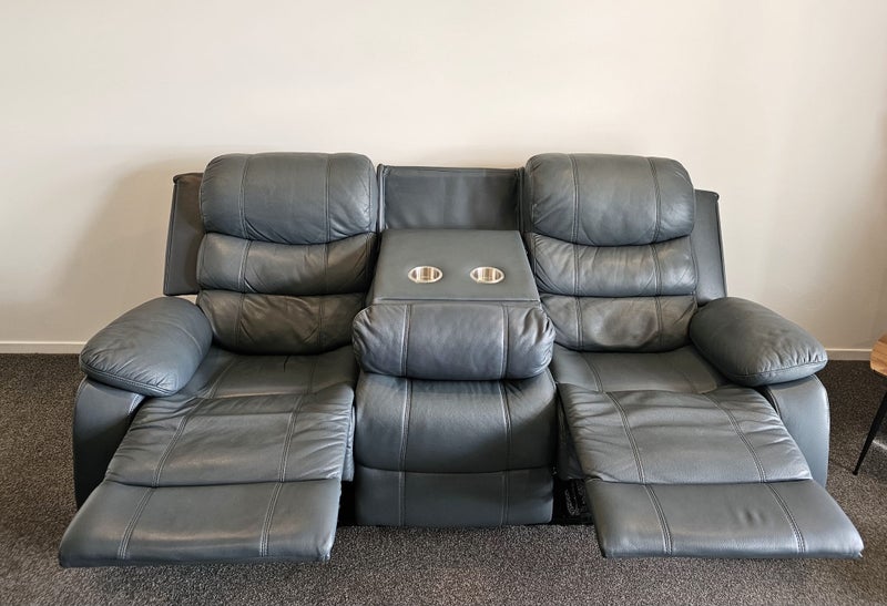 Genuine Leather Lounge Suite with Drop Down Console63617148910083113