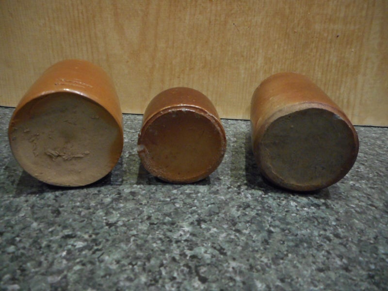 Brown Pottery Ink Bottles x 3. Carousel 2