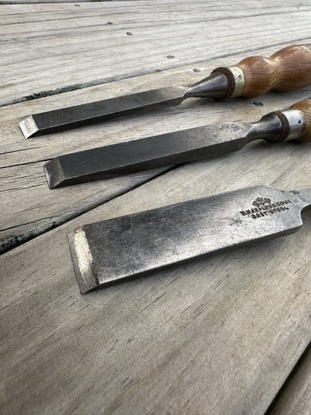 $1 reserve. Lot of 3 vintage Marples chisels. Carousel 2