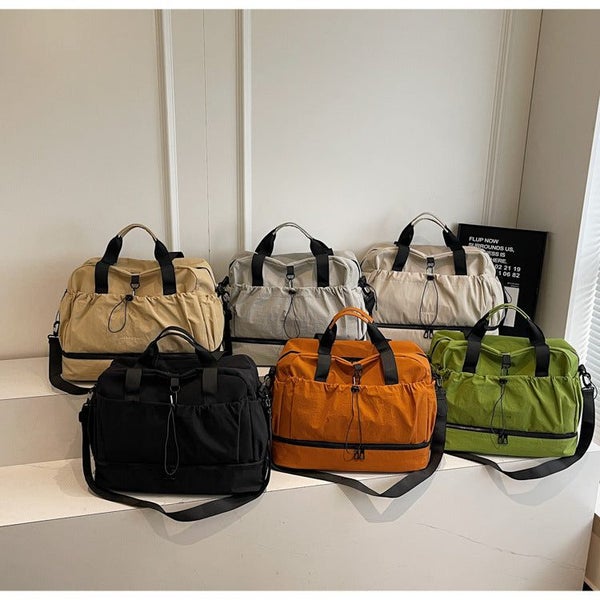 Elosung Grey And Black Large Capacity Travel Bag With Wet/Dry Separation Canvas Carousel 2