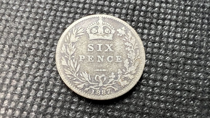1887 Great Britain Sixpence Silver Coin - Nicer Grade - Lot E848 Carousel 1
