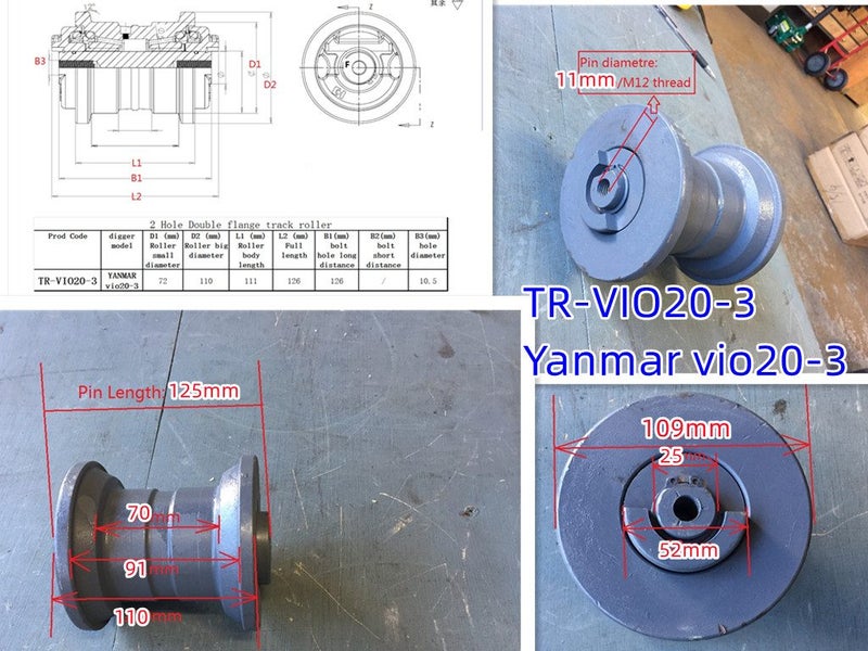 Digger Track Roller for DH50 DH55 DH80 IHI18J IHI30NX R35Z TB16 TB35 VIO20/55 Carousel 13
