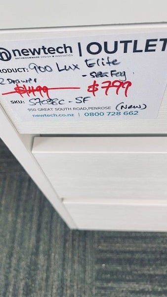 900 Lux Elite 2 Draw Wall Hung Vanity in Sea Fog with Via Basin Carousel 4