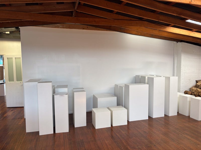 Display plinths - white art gallery stock Carousel 1