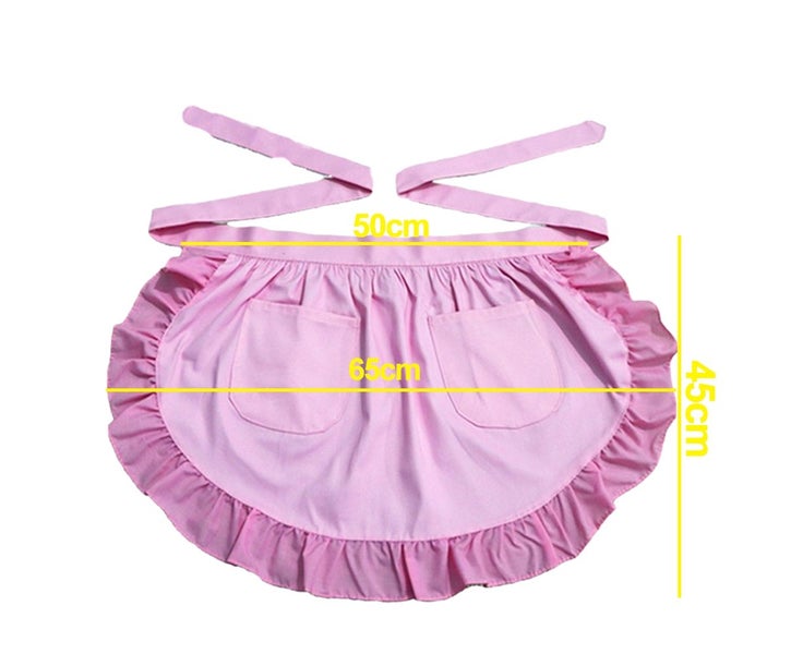 Waist Apron Kitchen Cooking Restaurant Cotton Bistro Half Aprons with Pockets Carousel 2