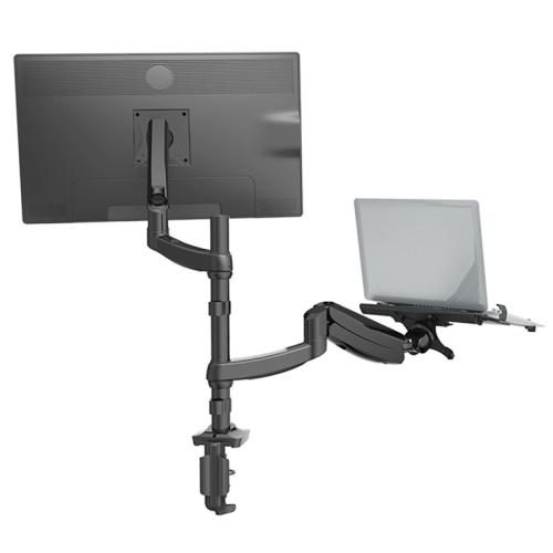 Loctek 10"-30" Single Monitor Ergonomic Gas Spring Arm - With 10.1"-17.3" Laptop Carousel 1