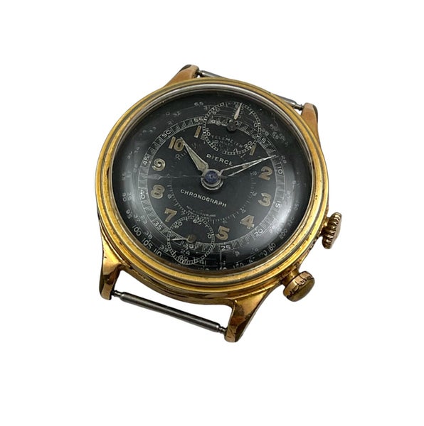 PIERCE Vintage Chronograph Manual Gold Filled 33.5mm Mens Wristwatch Running Carousel 1