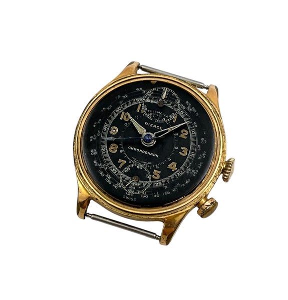 PIERCE Vintage Chronograph Manual Gold Filled 33.5mm Mens Wristwatch Running Carousel 2