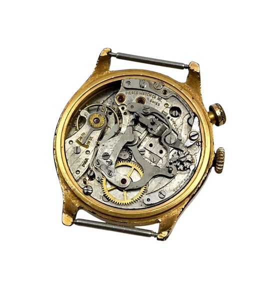 PIERCE Vintage Chronograph Manual Gold Filled 33.5mm Mens Wristwatch Running Carousel 8