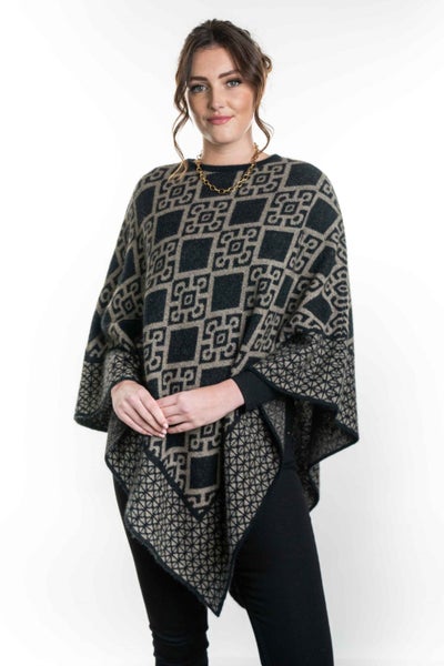 Diamond Possum Merino Wool Silk Poncho KORU Carousel 1
