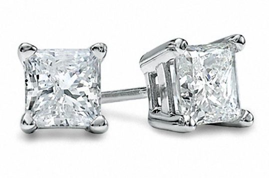 Authentic Zales 1-1/2 CT Diamond Single Stud Earring in 14K White Gold Carousel 1