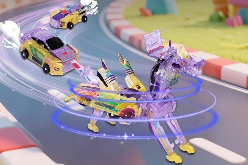 Collision Dinosaur Car Toy attractive Cars Transform into Dinosaurs -Purple Carousel 7