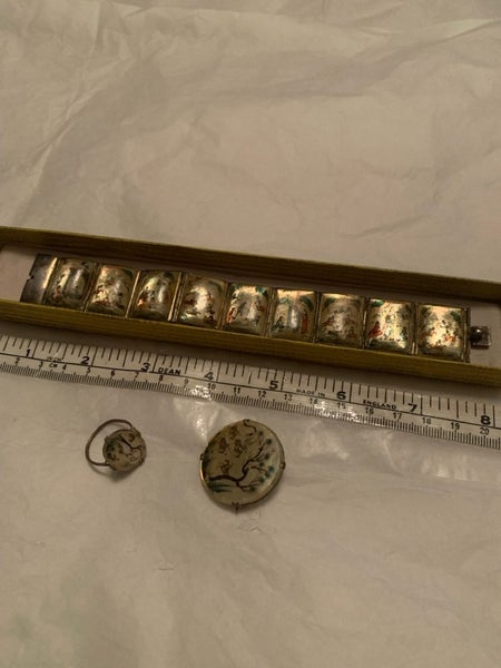 MAKE AN OFFER..Antique Persian hand painted MOP Storyteller panel Jewellery set Carousel 1