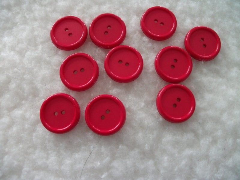 10 x Red - 2 Hole Buttons - 23mm Carousel 1