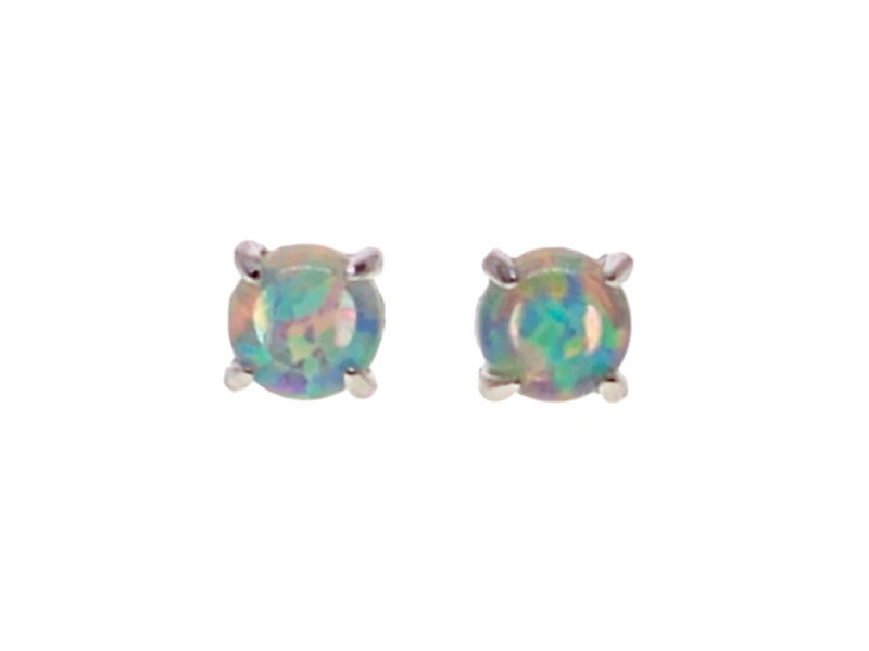 925 Sterling Silver Imitation Opal Stud Earrings | Screw Back | 4mm | Gift Boxed63617622929921111