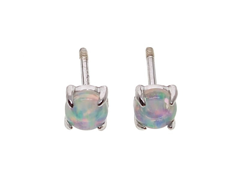 925 Sterling Silver Imitation Opal Stud Earrings | Screw Back | 4mm | Gift Boxed63617622929921112