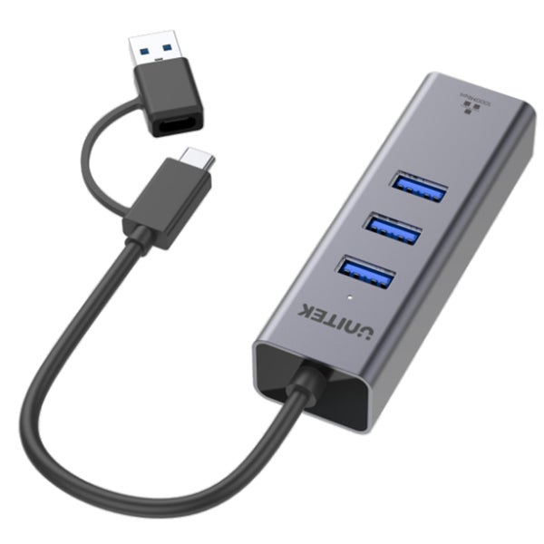 Unitek 4-in-1 USB Multi-Port Hub with 2-in-1 Connectors (USB-C & USB-A) - Space Carousel 2