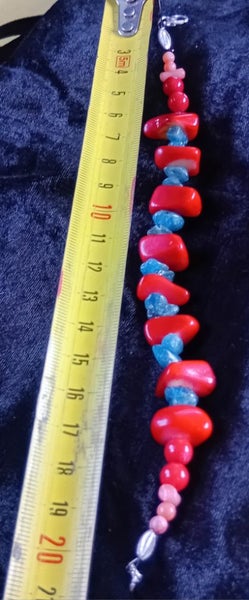 Genuine Red & pink coral, appetite & blue silicate bracelet Carousel 7