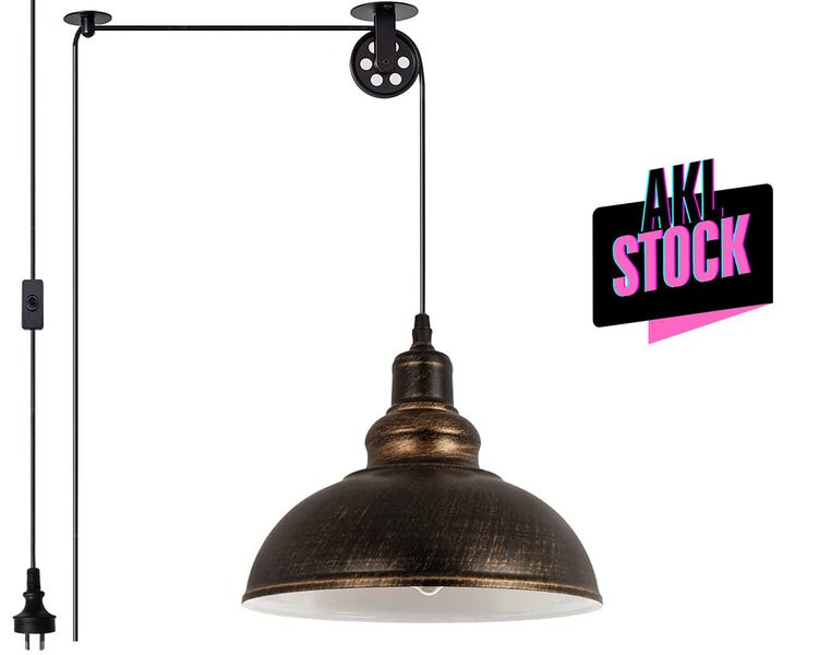 Plug in Pendant Light Industrial Pulley Pendant Lamp E27 Vintage Hanging Light Carousel 1