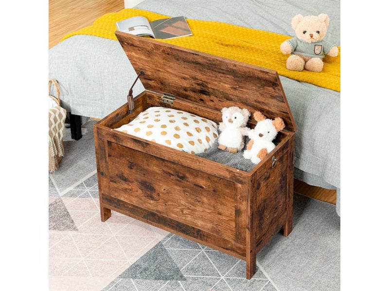 Blanket Storage Ottoman Toy Box Dark Medium Carousel 1