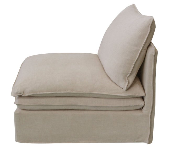 Calais 1 Seater Armless Slip Cover Seat - Oatmeal Carousel 2