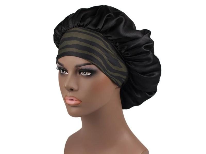 Satin Bonnets Night Sleeping Cap Large Elastic Band For Curly Hair Care Carousel 1