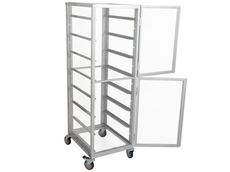 Enclosed Aluminium Bakers Rack - 2 Doors - 15 Tiers - Fits GN1/1 Trays Carousel 2