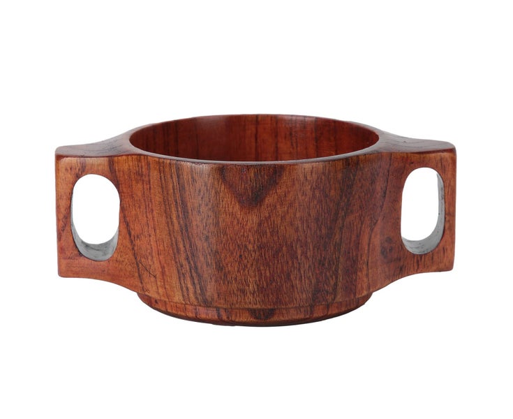 Hand Made Wooden Cup Zizyphus Jujube Wood Double?Handle Bowl Cup for Baby Chi Carousel 1