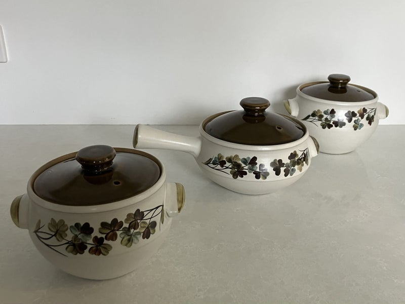Set of three retro vintage Denby shamrock stoneware pots64642880848641111