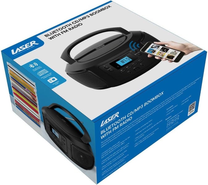 CD Player & FM Radio, Bluetooth, USB,Aux In, Power or Portable Battery, Black Carousel 5