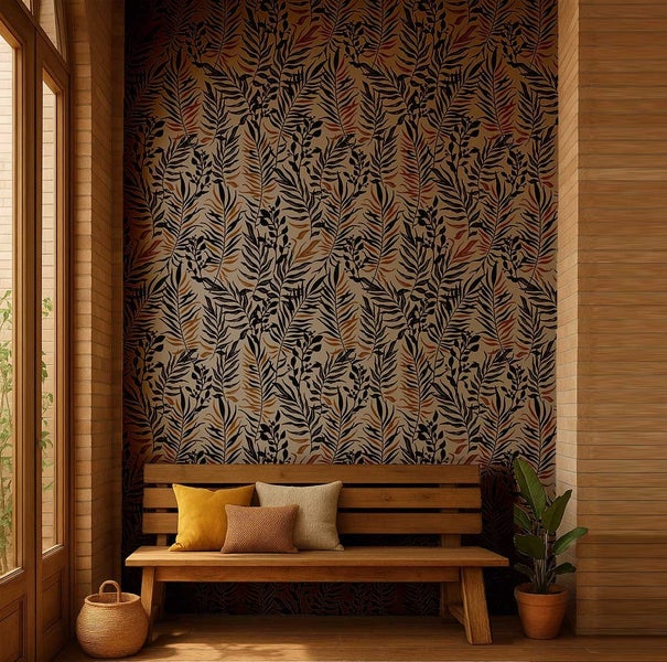 S4Sassy Removable Wallcovering, Tropical Leaf Design paper For Laundry Room Carousel 9