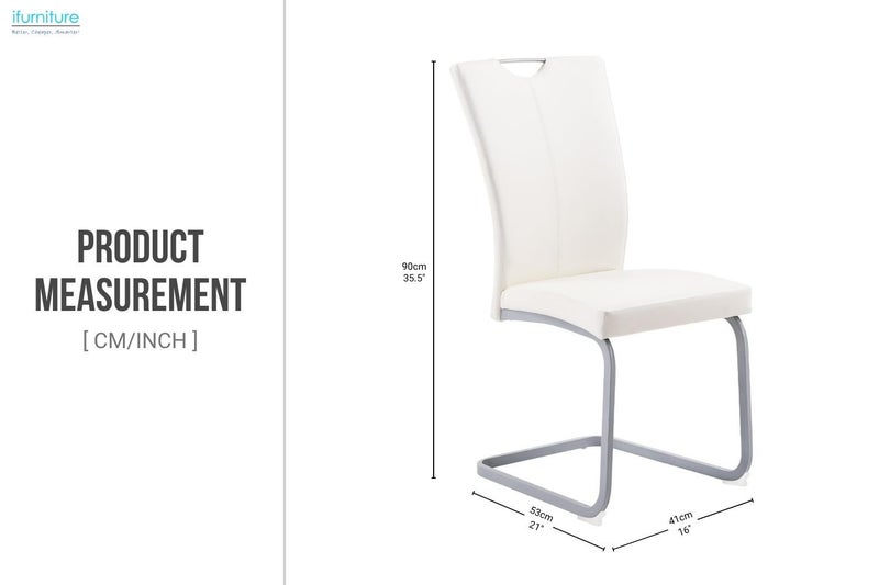 EDAN High Back Dining Chair with Powder Coating Base (Pearl White) - 4 Chairs Carousel 2